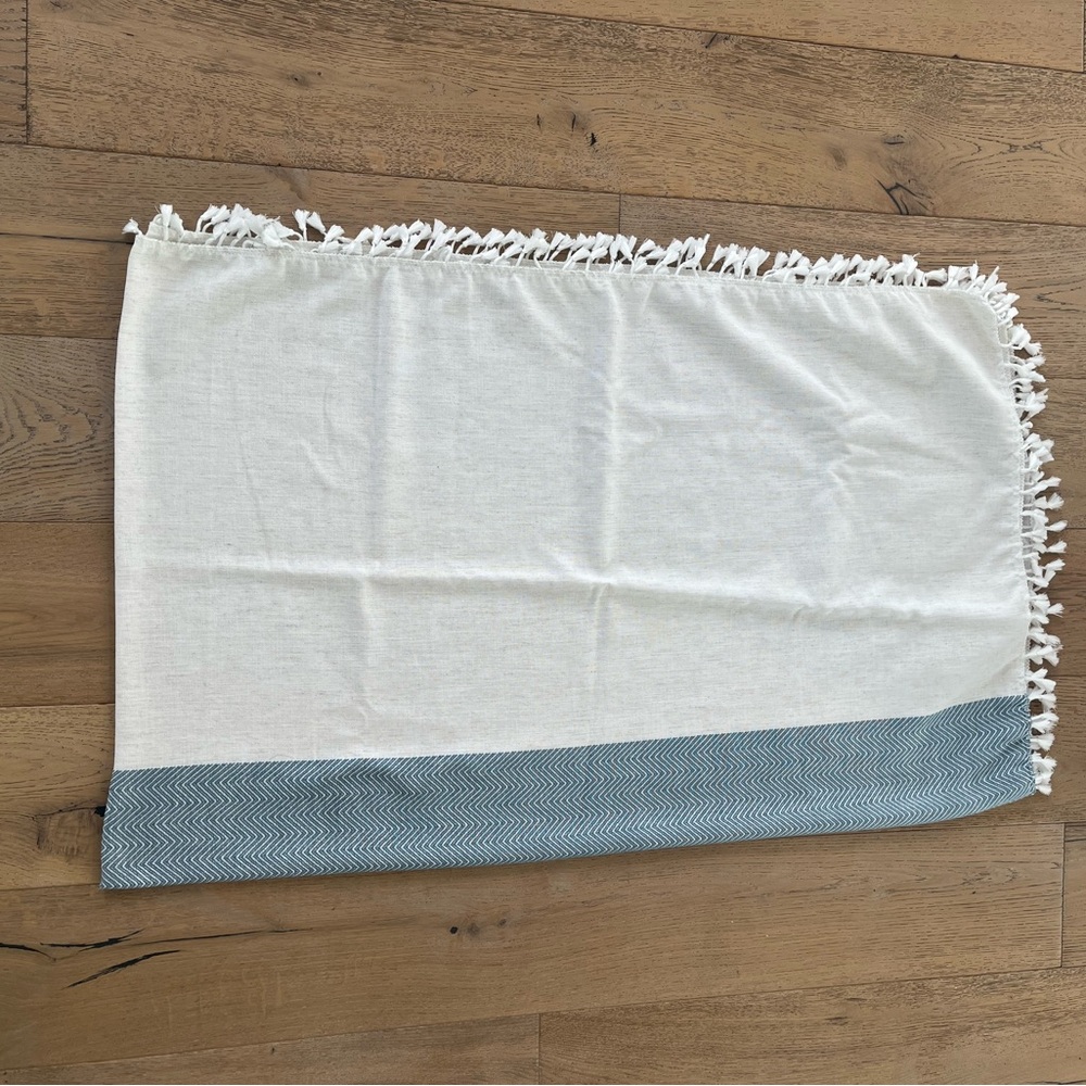 Cotton Linen Tablecloth Rectangle Tassle Kitchen Dining Outdoor 55''x86'' Blue - Picture 2 of 3